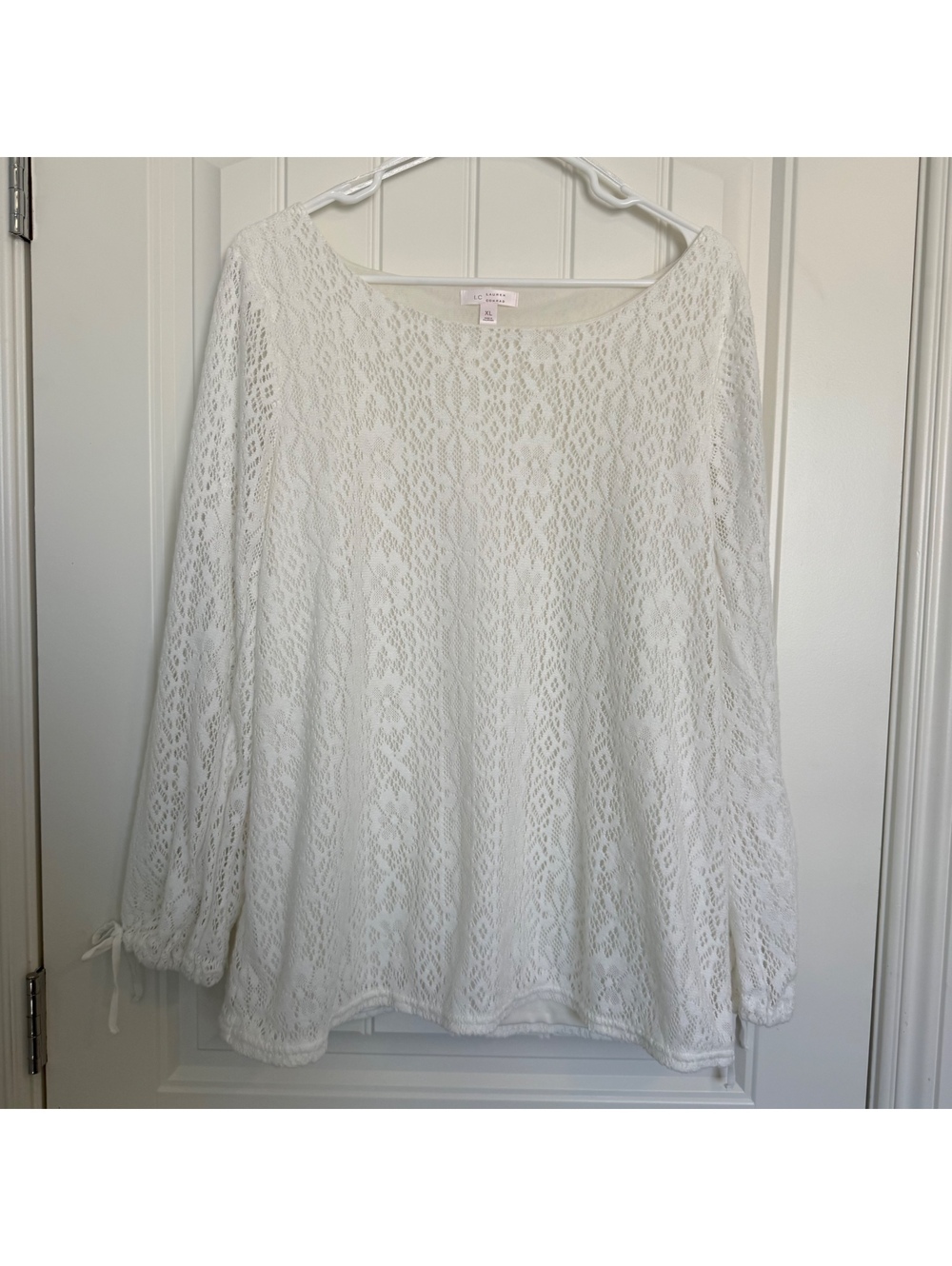 Lauren Conrad White Lace Long Sleeve Knit Top XL